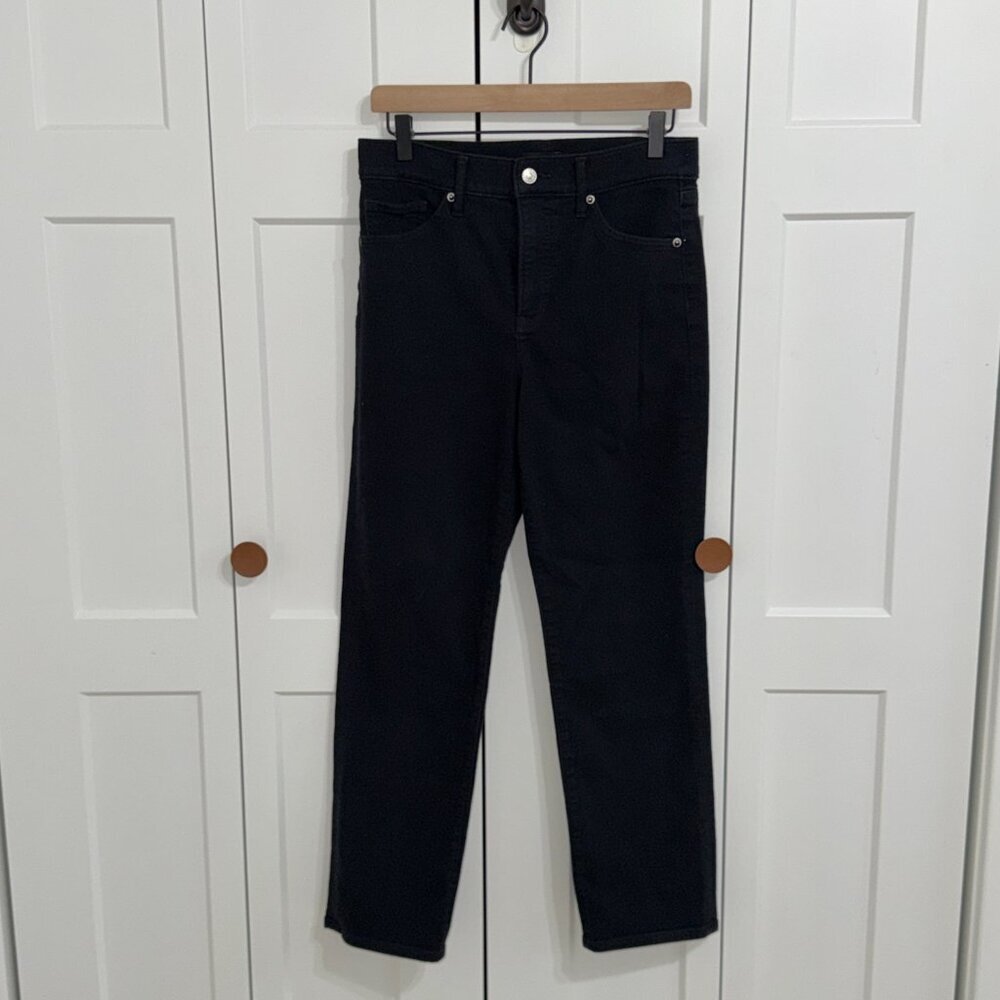 Express High Rise Straight Ankle Black Jeans Size 6L Stretch - Picture 7 of 8